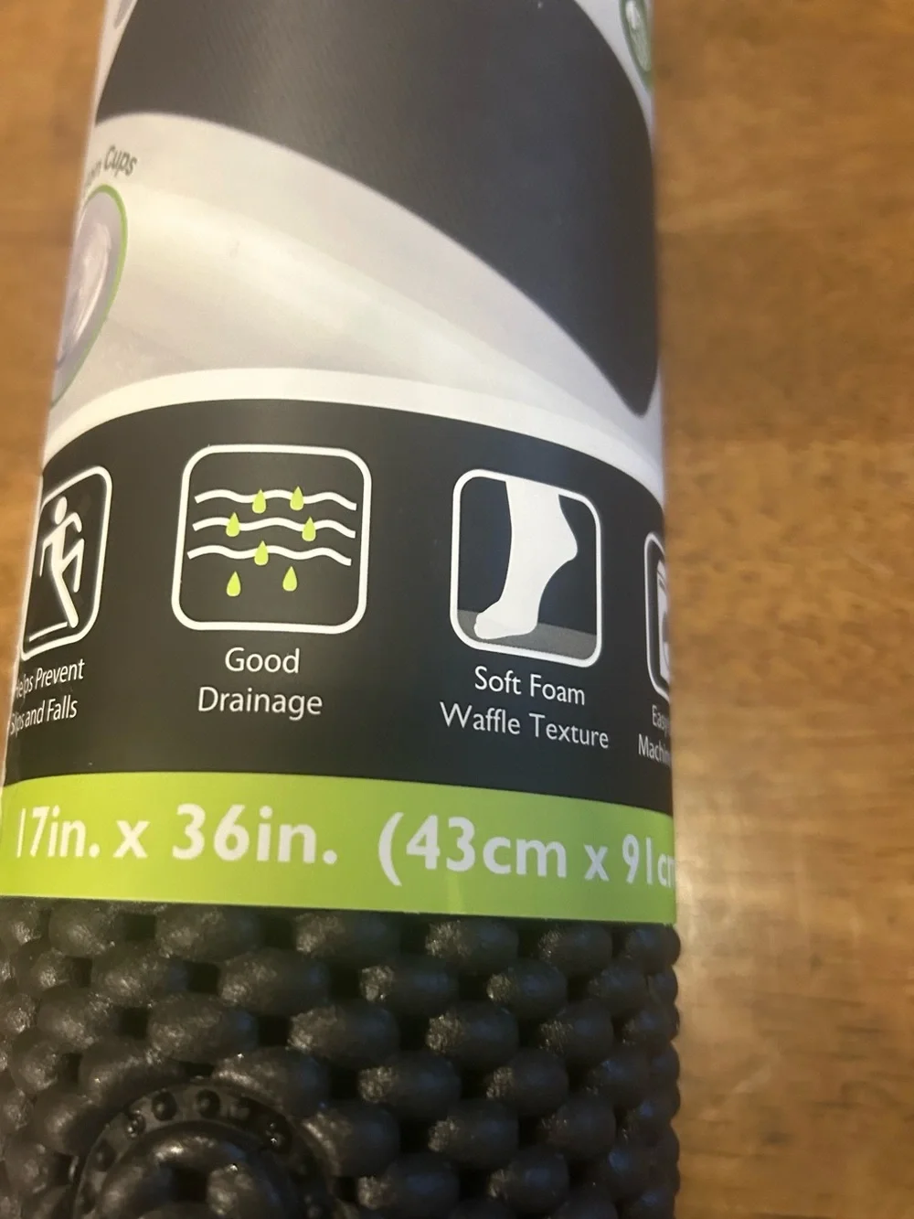 Mint Black Non-Slip Waffle Bathtub Mat